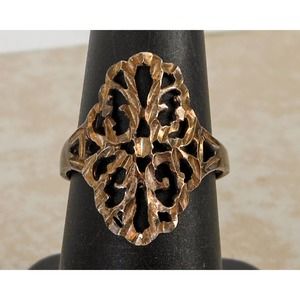 Vintage Sterling Open Work Shield Ring , Size 7 3/4